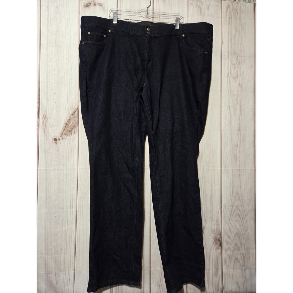 Woman‎ Within Jeans Womens 28W Tall Dark Wash High Rise Relaxed Straight Stretch